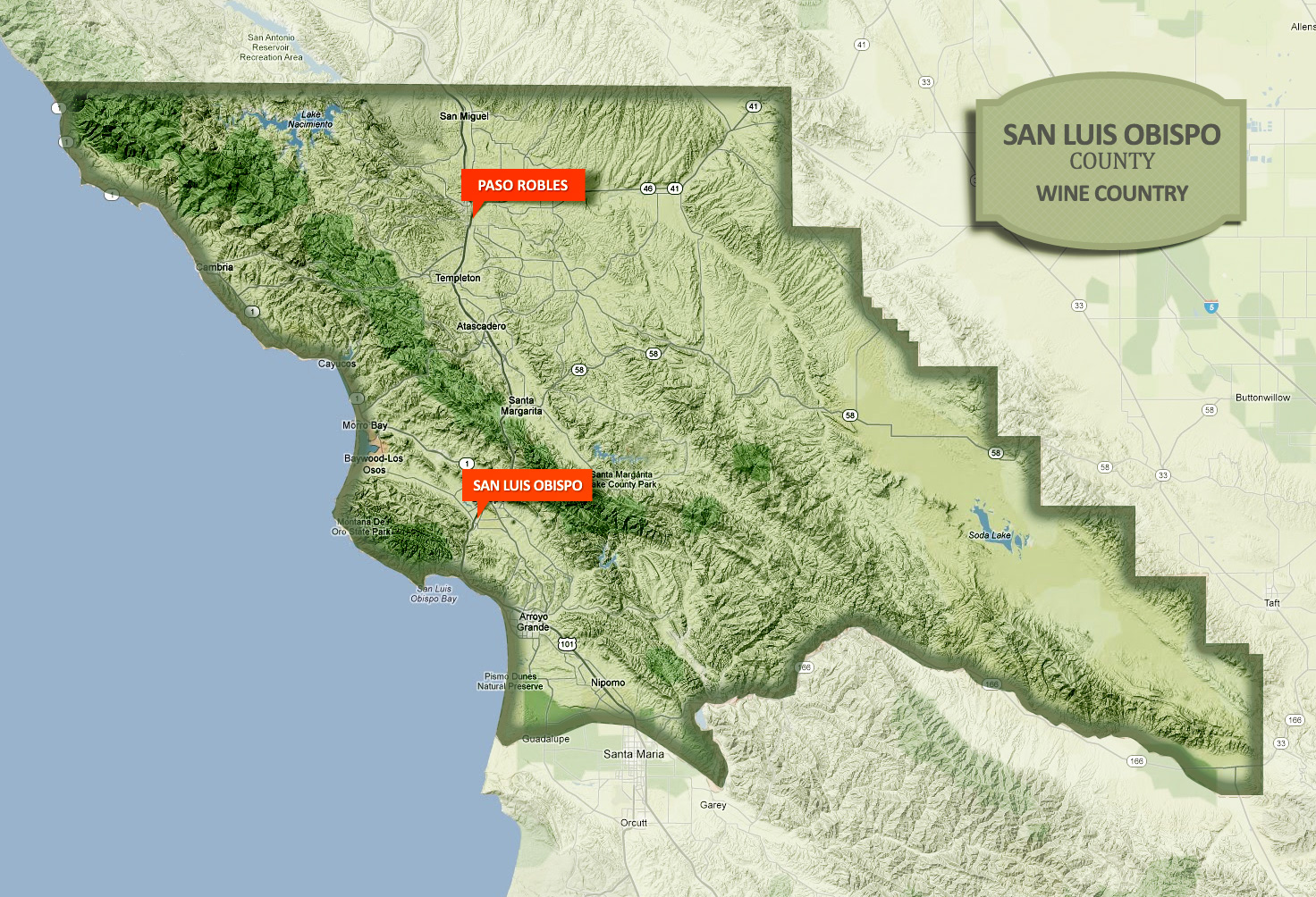 paso robles wine country map san luis obispo county ca wine map